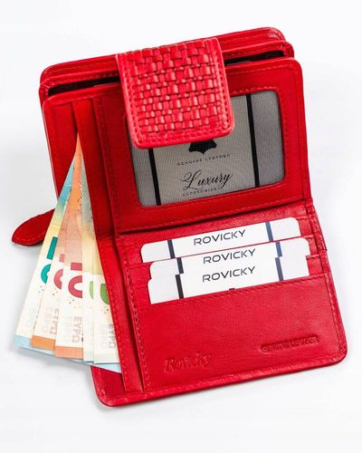 skórzany portfel damski zamykany na zatrzask - rovicky na Arena.pl