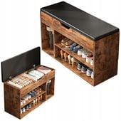 SZAFKA NA BUTY POJEMNA Z SIEDZISKIEM SCHOWEK 2 PÓŁKI DREWNIANY RETRO