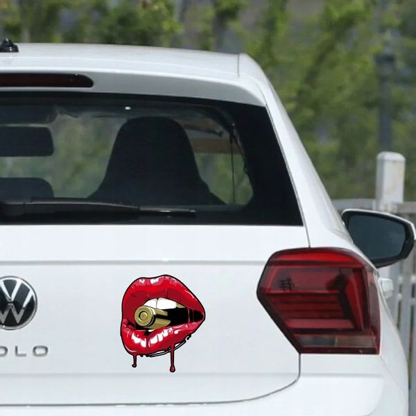 Seksowna Naklejka na Samochód do Auta Tuning Czerwona Usta Pocisk Nabój Red zdjęcie 7