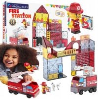 KLOCKI MAGNETYCZNE KONSTRUKCYJNE REMIZA STRAŻACKA Z WOZEM 50 EL MAGNA TILES