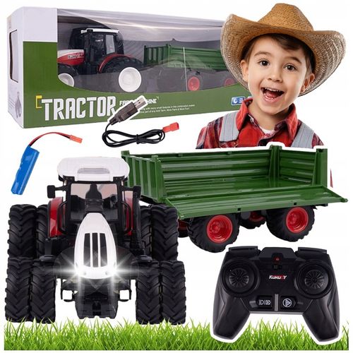 TRAKTOR ZDALNIE STEROWANY DUŻY Z PRZYCZEPĄ RC CIĄGNIK 42cm ładowanie USB na Arena.pl