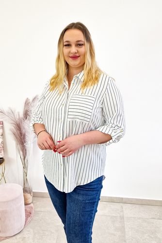 Biała Elegancka Koszula Damska w Paski 42 na Arena.pl