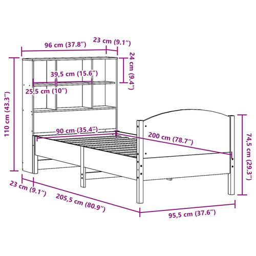 Łóżko z regałem, bez materaca, woskowy brąz, 90x200 cm, sosnowe na Arena.pl