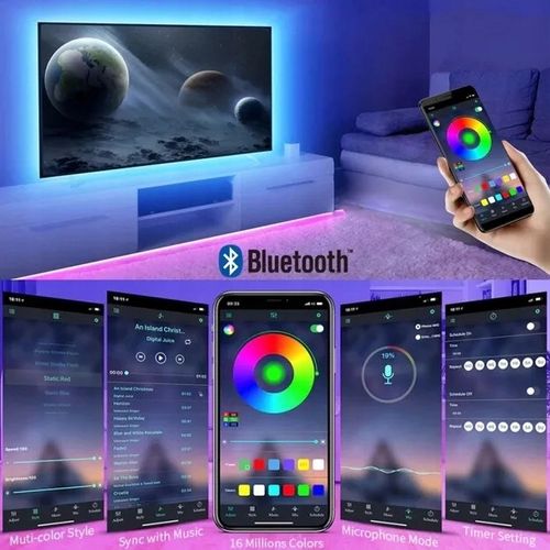 TAŚMA LED RGB KOLOROWA 20M BLUETOOTH STEROWANIE MUZYKĄ APLIKACJA PILOT na Arena.pl