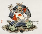 Plakat 50x40cm Samurai, Kōno Bairei Japoński Vintage do Salonu