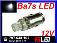 żarówka LED ba7s dioda super flux  12v biała zimna