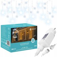 LAMPKI SOPLE CHOINKOWE 300LED KURTYNA ŚWIETLNA FLASH LED ZEWNĘTRZNY TIMER
