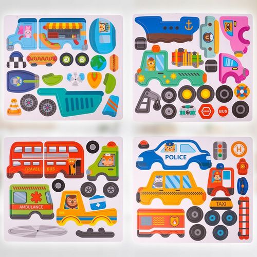 UKŁADANKA MAGNETYCZNA KSIĄŻECZKA PUZZLE POJAZDY 12 NA MAGNES 65 ELEMENTÓW na Arena.pl