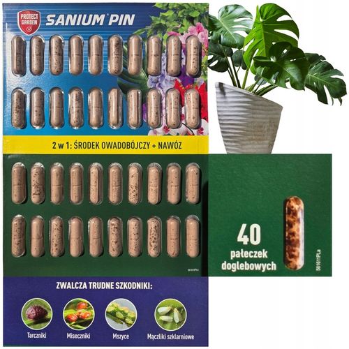 SANIUM PIN 2w1 Pałeczki Owadobójcze + Nawozowe na Ziemiórki MEGAPAKA na Arena.pl