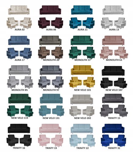 Zestaw mebli wypoczynkowy Alicja wersalka kanapa fotele pufy na Arena.pl