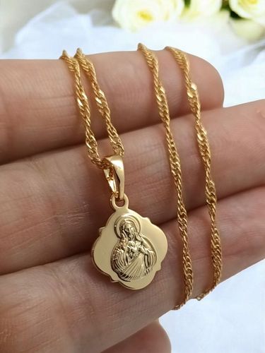 Łańcuszek komunijny medalik dwustronny SZKAPLERZ Matka Boska naszyjnik na Arena.pl