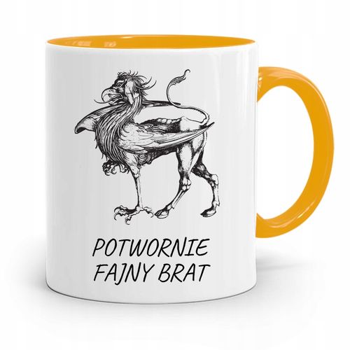 Kubek Żółty Prezent Dla Brata Potwornie Fajny Brat Z Nadrukiem Ze Zdjęciem na Arena.pl