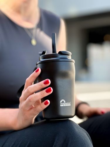Kubek termiczny termos ze słomką ustnikiem Majestic Sport 420 ml na Arena.pl