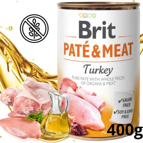 mokra karma dla psa brit pate & meat turkey 400 g z indykiem bezzbożowa na Arena.pl