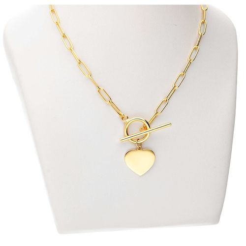 Złoty Naszyjnik srebro 925 Łańcuch grube Ogniwa Serce Przetyk na Arena.pl