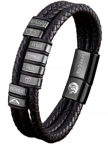 Bransoletka skórzana IMIONA daty z GRAWEREM 316L na Arena.pl