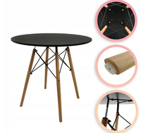 Stół do kuchni fi 60 cm czarny MIA okrągły skandynawski do salonu