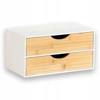 ORGANIZER NA BIURKO DREWNIANY 2 SZUFLADY PUDEŁKO KUFEREK27X16X14 CM BIAŁY