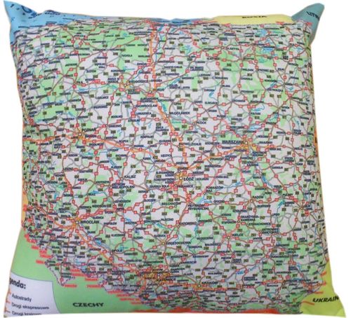 Poduszka dekoracyjna mapa do samochodu 40x40 na Arena.pl