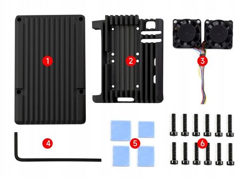 Aluminiowa obudowa do Raspberry Pi 5 z dwoma wentylatorami PWM i radiatorem na Arena.pl
