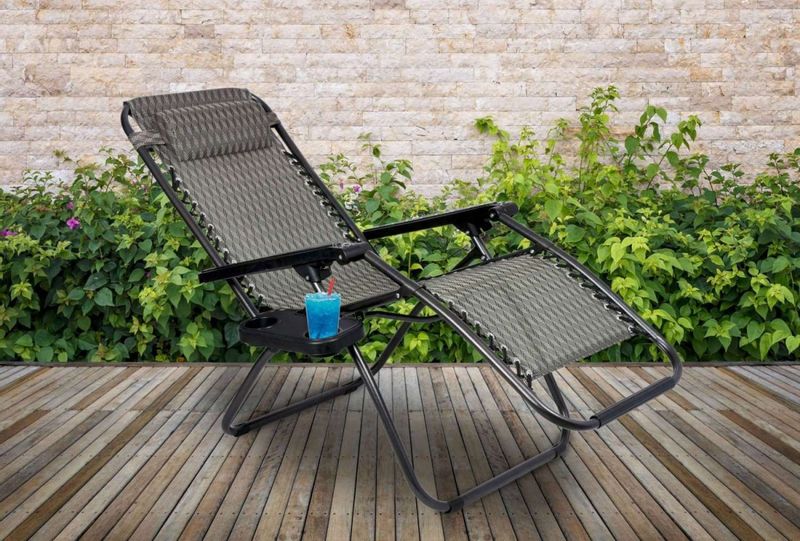 Leżak ogrodowy ORION Zero Gravity brąz jodełka zdjęcie 15