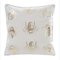 POSZEWKA WELUROWA WZÓR PSZCZOŁY 45X45 CM BIAŁA