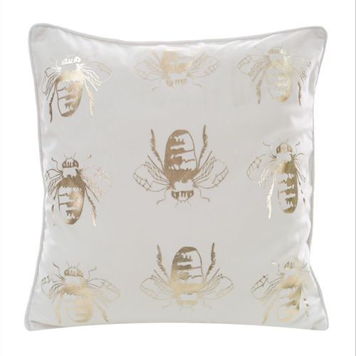 POSZEWKA WELUROWA WZÓR PSZCZOŁY 45X45 CM BIAŁA na Arena.pl