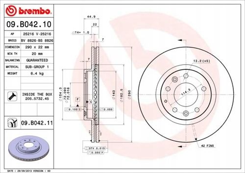 TARCZA HAM PRZOD 290X22 V BREMBO na Arena.pl