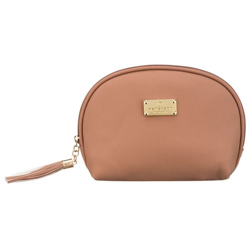 kosmetyczka z materiału syntetycznego w beżowym kolorze, jednokomorowa na Arena.pl