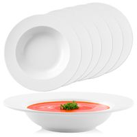 6xTALERZ GŁĘBOKI 24CM TŁOCZONY BRZEG BIAŁY DO ZUPY KARBOWANY ELEGANCKI OPAL