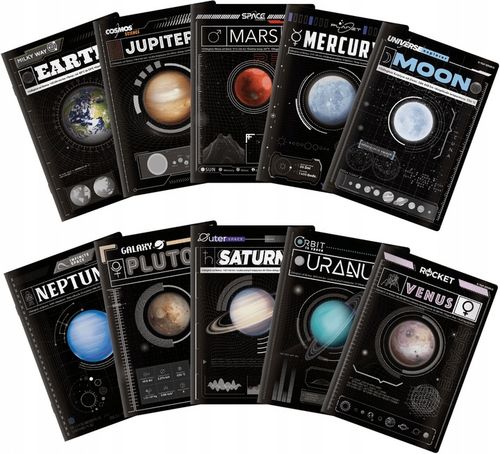 10X ZESZYT TOP 2000 A5 60 KARTEK, KRATKA +MARGINES, KOSMOS, PLANETY na Arena.pl