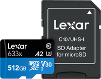 Lexar microSDXC 633x UHS-I/A2/U3/10 R100/W45MB (V30) 512GB