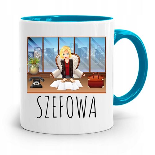Kubek Błękitny Dla Szefa Szefowa Prezent Z Nadrukiem Ze Zdjęciem na Arena.pl