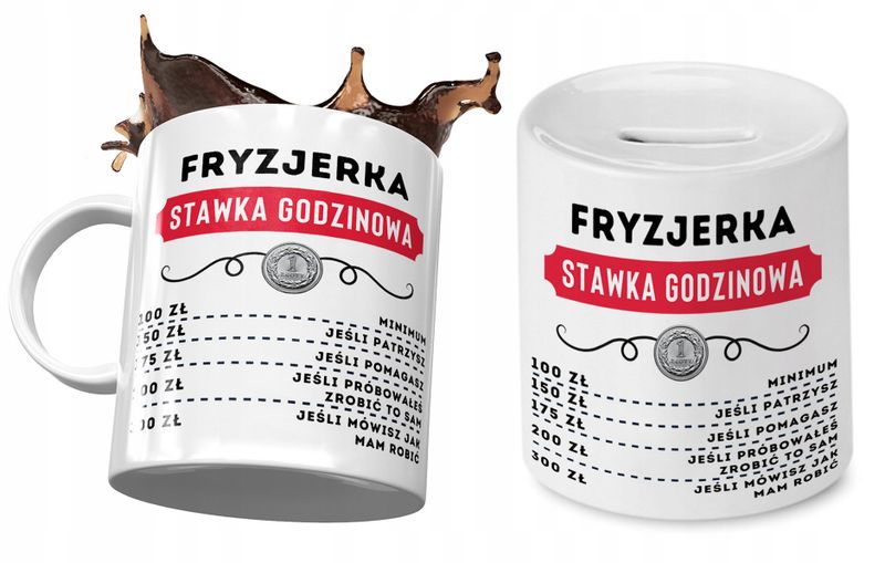 Dla Fryzjerki Zestaw Kubek + Skarbonka Prezent Z Nadrukiem Ze Zdjęciem zdjęcie 1