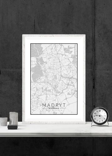 Madryt mapa czarno biała - plakat 59,4x84,1 cm na Arena.pl