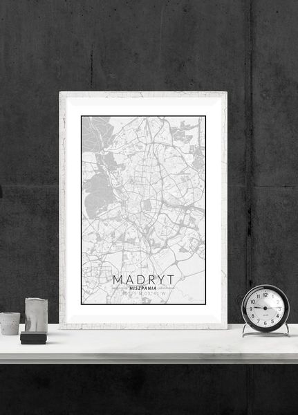 Madryt mapa czarno biała - plakat 59,4x84,1 cm zdjęcie 2