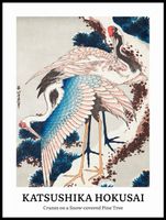 Plakat 60x80cm Design Cranes on a Snow, Hokusai Vintage do Salonu