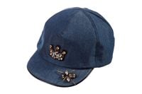 Jamiks ELDA czapka z daszkiem dla dziewczynki korona ciemny jeans 50-52