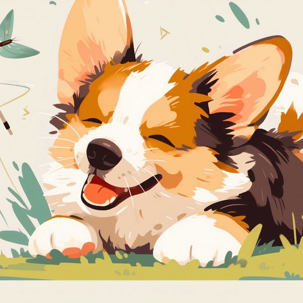 Plakat 100x100cm Beztroski Corgi zdjęcie 1