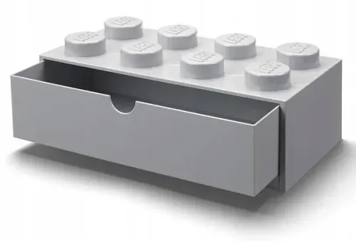 Pojemnik klocek z szufladą Lego Brick 8 Desk Drawer szary na Arena.pl