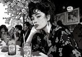 Plakat 66,5x46,5cm Czarne Kimono