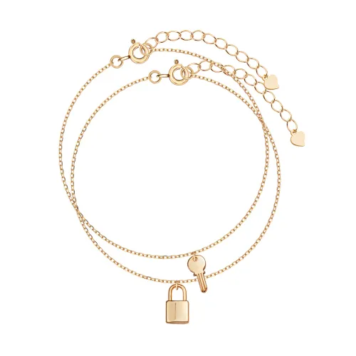 srebrny pozłacany zestaw dwóch bransoletek - kluczyk i kłódka bsc6453y na Arena.pl