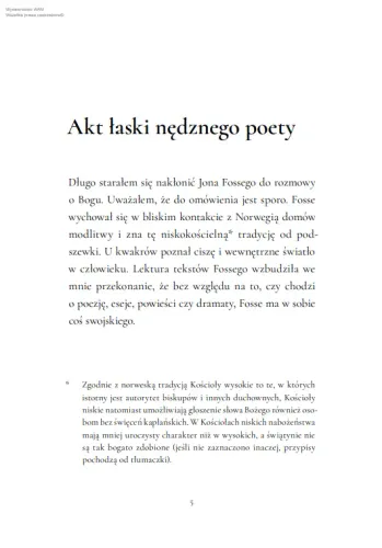 Misterium wiary. Jon Fosse w rozmowie z Eskilem Skjeldalem na Arena.pl