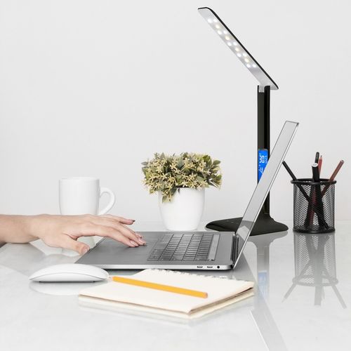 LAMPKA LED BIURKOWA SZKOLNA BIURKO WYŚWIETLACZ LCD ZEGAR DATA TEMPERATURA na Arena.pl