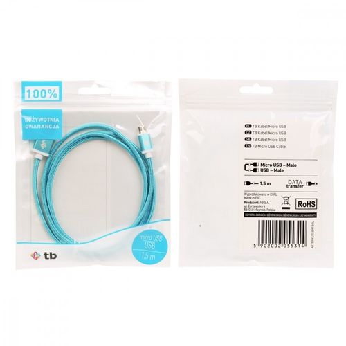 Kabel USB-Micro USB 1.5 m błękitny sznurek na Arena.pl