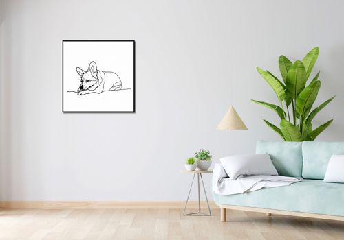 Plakat 70x70cm Śpiący Corgacz na Arena.pl