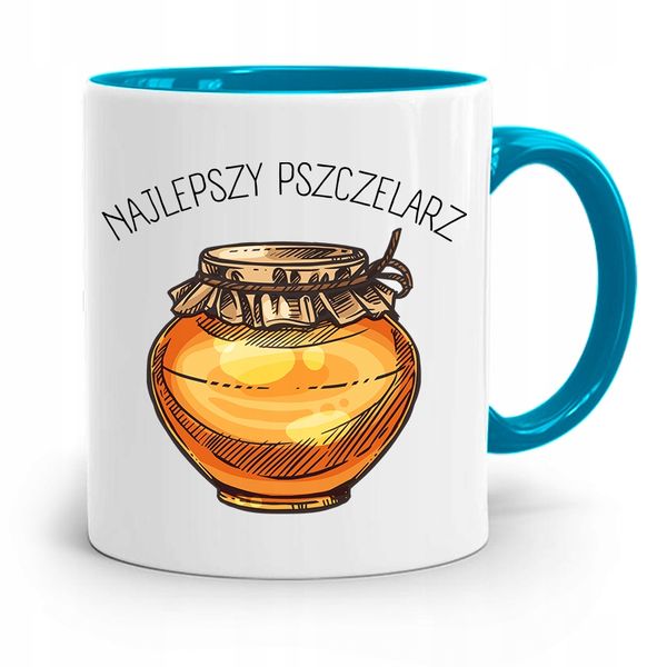 Kubek Błękitny Dla Pszczelarza Najlepszy Prezent Z Nadrukiem Ze Zdjęciem zdjęcie 1