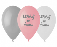 balony premium witaj w domu różowe 12" 6szt.