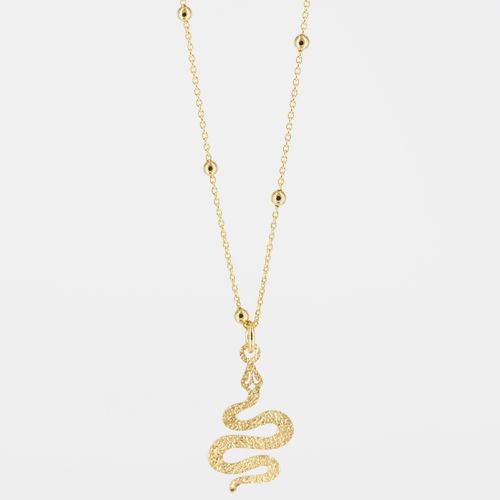 Naszyjnik z młotkowanym wężem - srebro złocone Z kulkami na Arena.pl