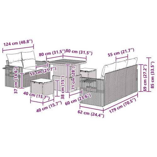 Zestaw Sof na Ogród 8 pcs Beżowy polirattan na Arena.pl